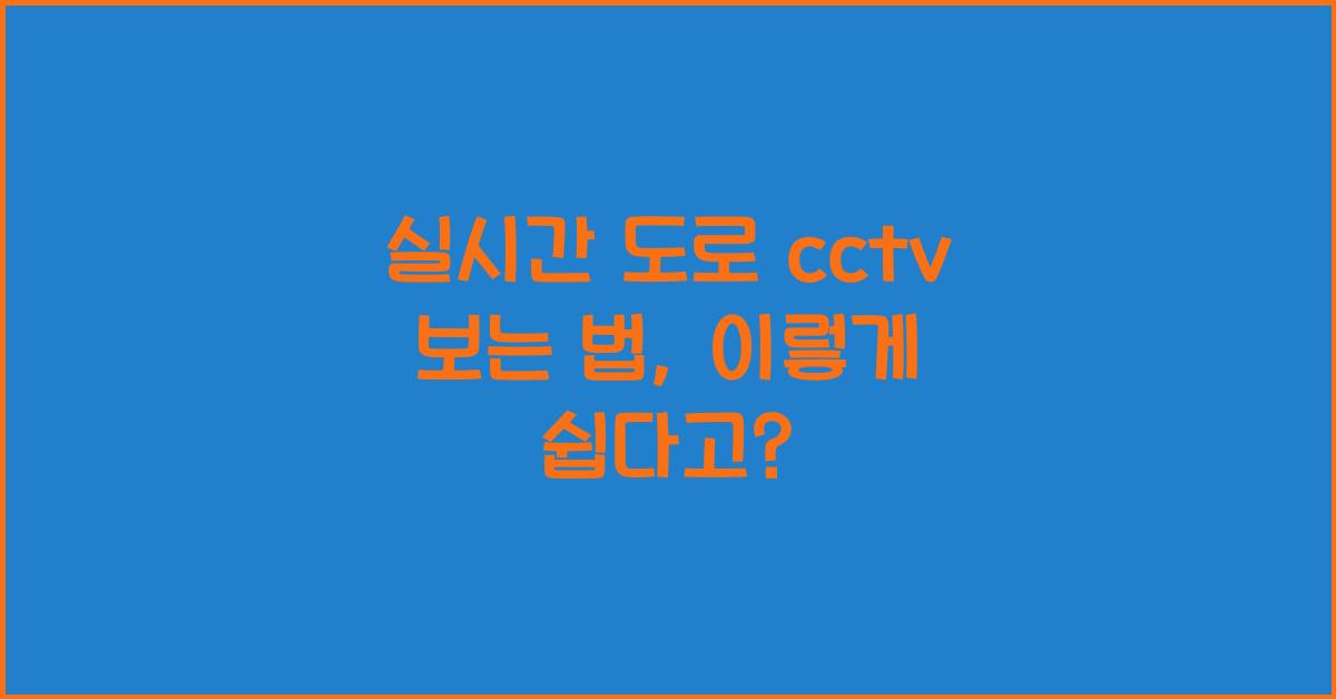 실시간 도로 cctv 보는 법