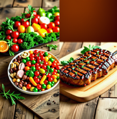 채식주의자와 고기 소비자 이미지