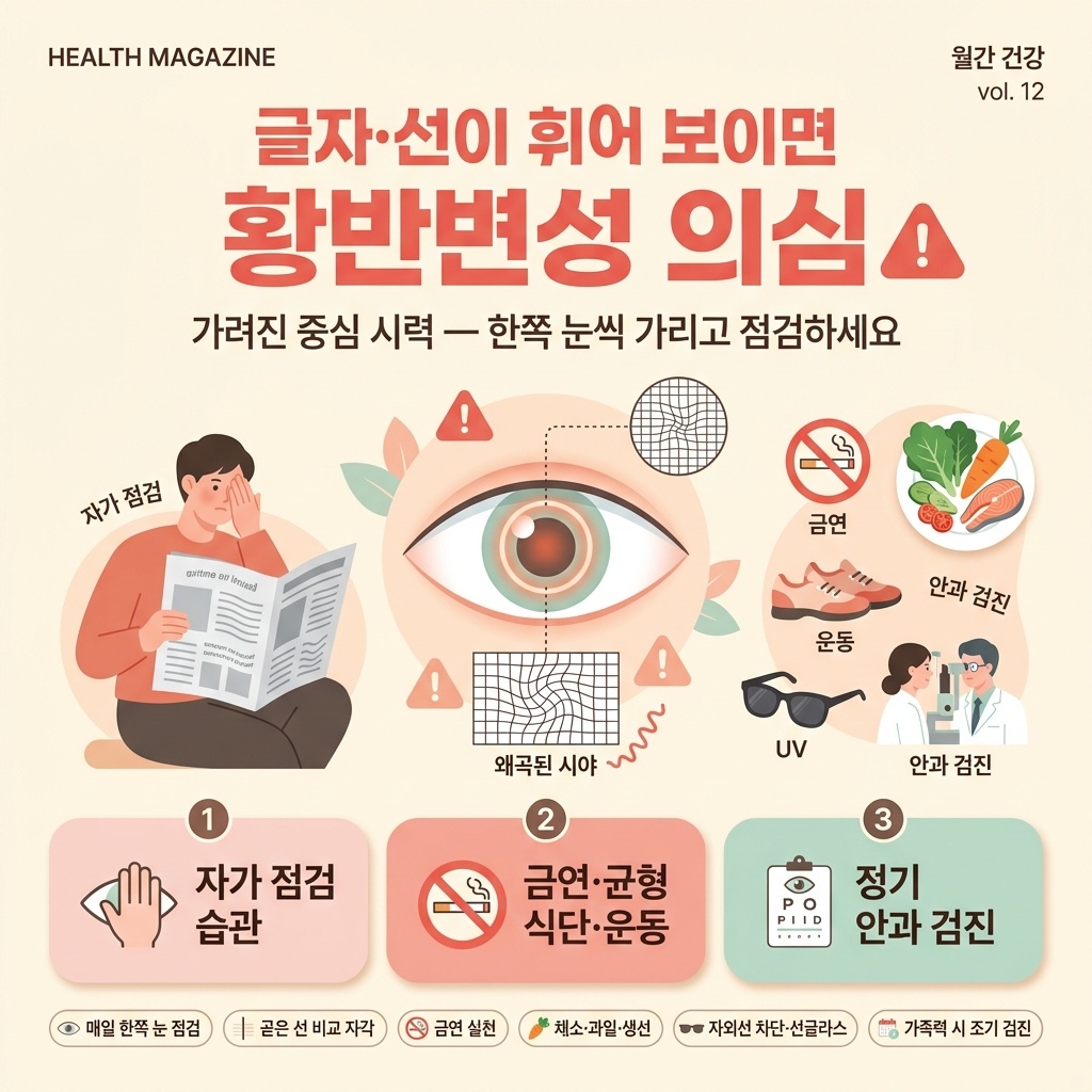 글자&middot;선이 휘어 보이면 황반변성 의심