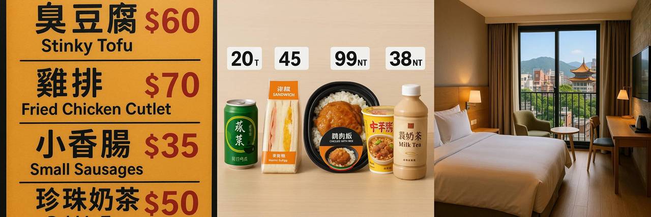 대만 야시장 메뉴가격, 편의점 가격, 숙소 이미지
