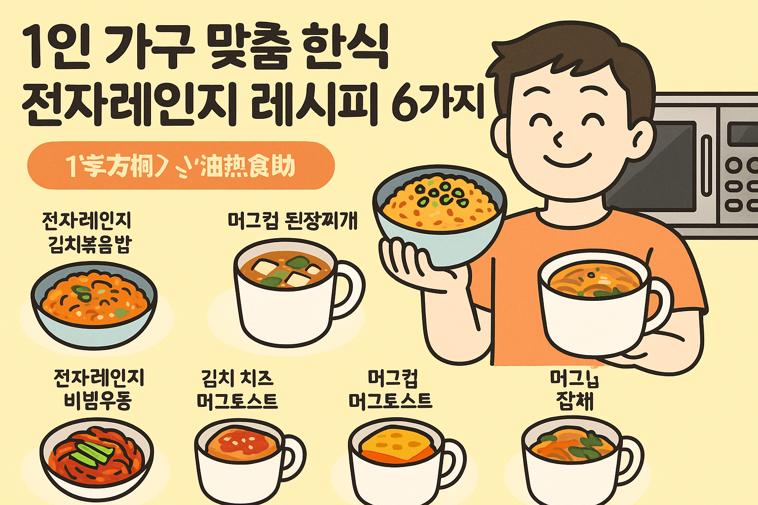 1인가구 맞춤 한식 전자레인지 레시피 6가지: 빠르고 간편한 집밥 솔루션