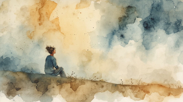 INFJ는 세상의 의미를 깊이 묻는 사람입니다. 하지만 그 의미는 거창한 비전이 아니라, 오늘 하루 속에서도 발견될 수 있습니다에 관한 그림