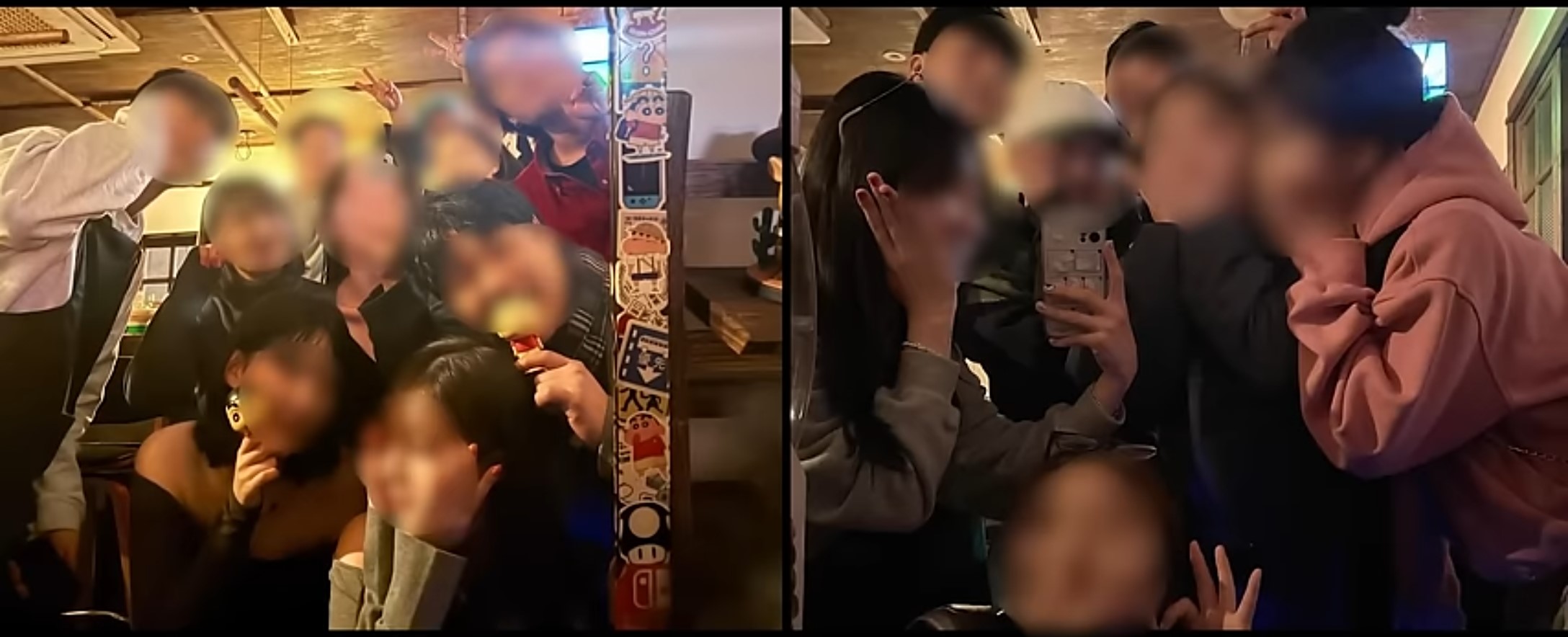 혼술바 이치니치에서 남녀가 모여 사진을 찍고 있다