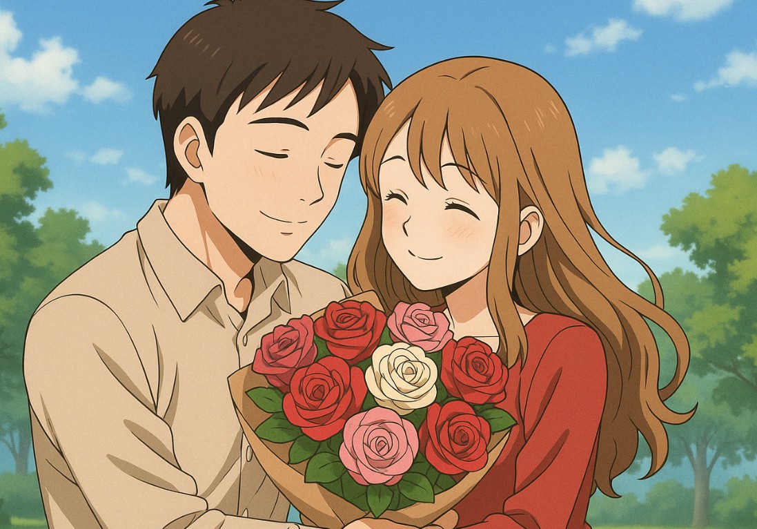 연인에게 주는 꽃 선물