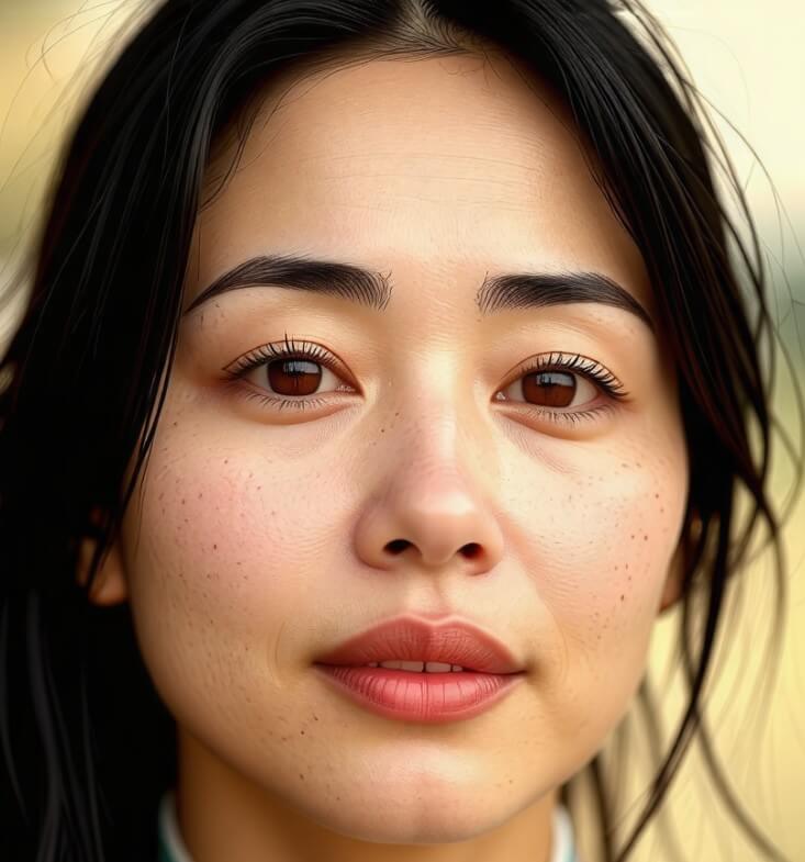 젊은-여성-얼굴에-팔자주름과-눈가주름이-있는-사진입니다.