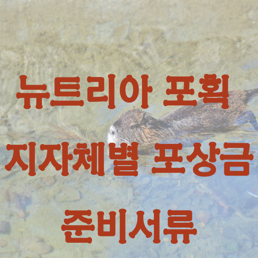 뉴트리아 포획 지자체별 포상금 현황 준비서류