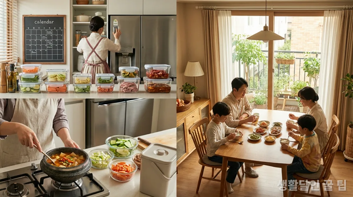 한국 가정에서 음식물 쓰레기를 줄이기 위한 생활 속 실천 모습