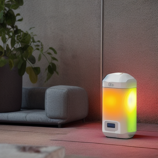 방안에 있는 노란색 불빛이 나는 모기향 기계