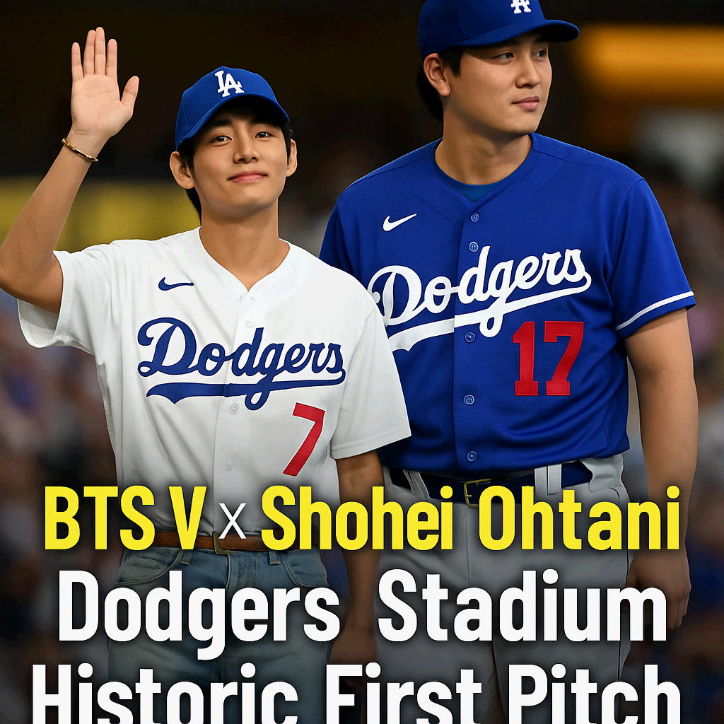 BTS 뷔 LA 다저스 시구 &amp; 오타니 쇼헤이 만남 (BTS V throws Dodgers First Pitch with Shohei Ohtani)