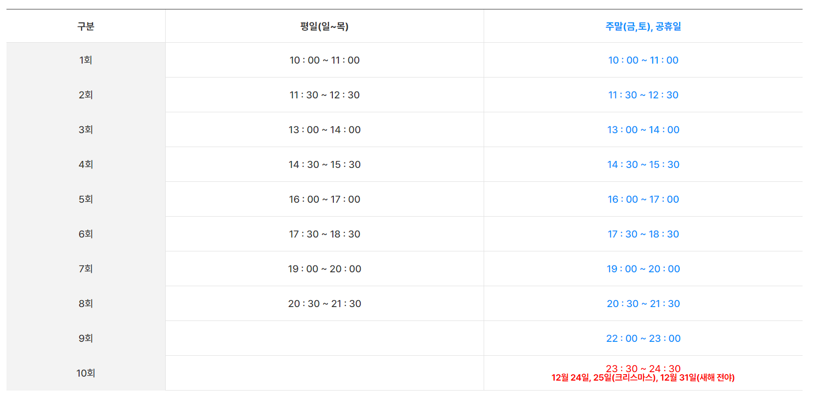 운영 시간