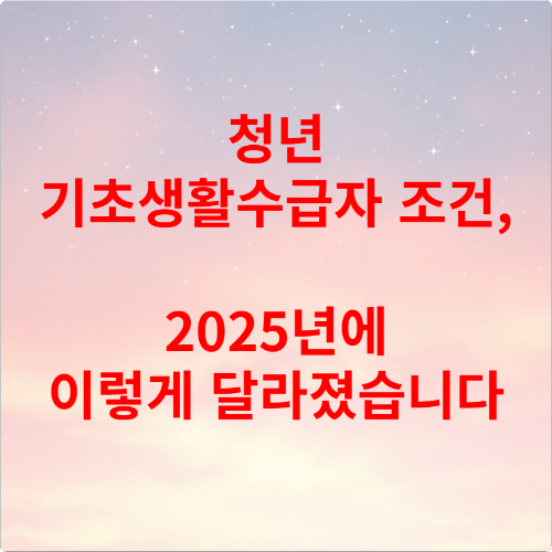 청년 기초생활수급자 조건, 2025년에 이렇게 달라졌습니다
