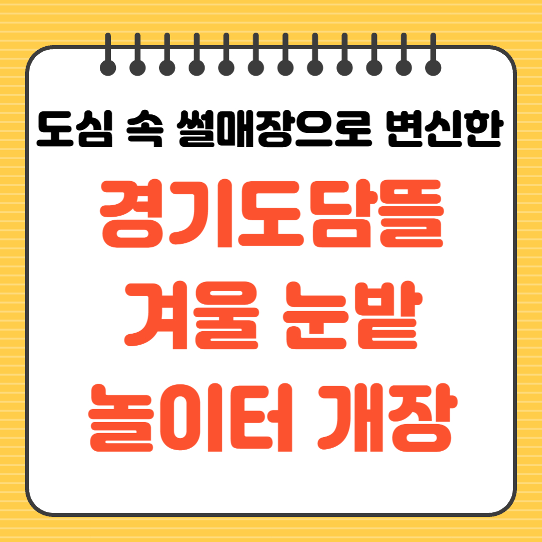도심 속 썰매장으로 변신한 경기도담뜰 겨울 눈밭 놀이터 개장