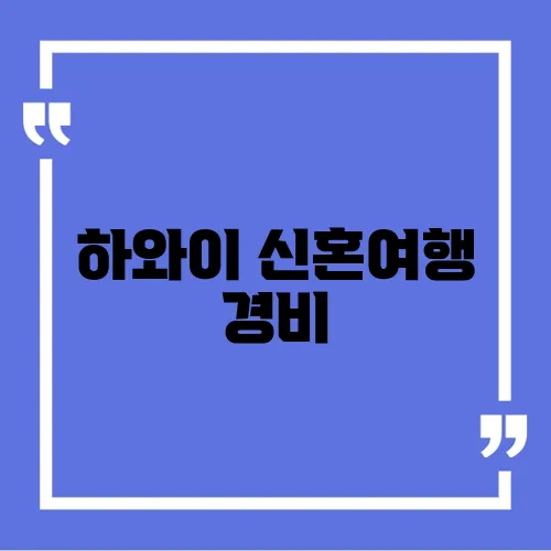 하와이 신혼여행 경비