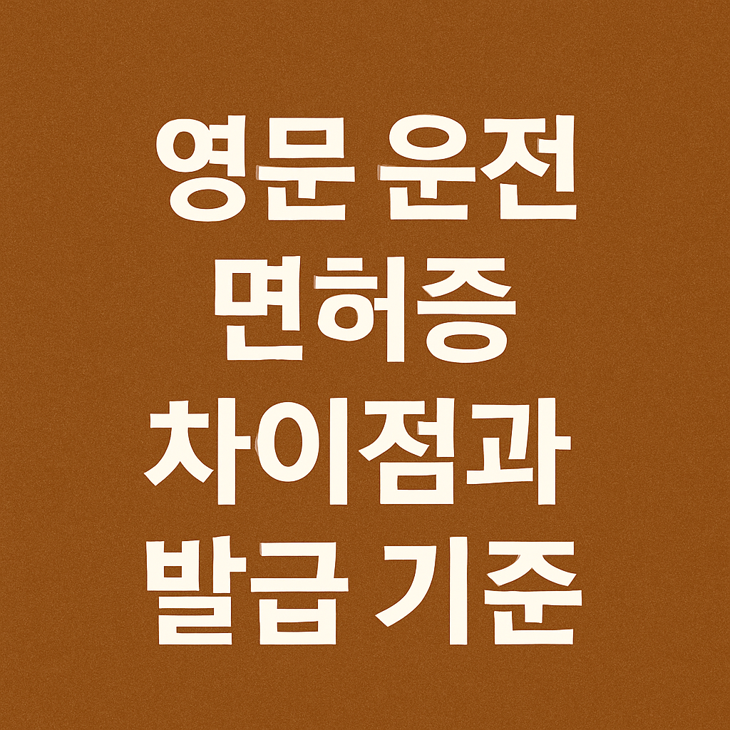 영문 운전면허증 vs 국제운전면허증 차이점과 발급 기준