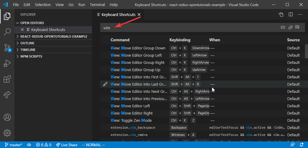 vscode-vim-단축키-설정-진입방법-스크린샷