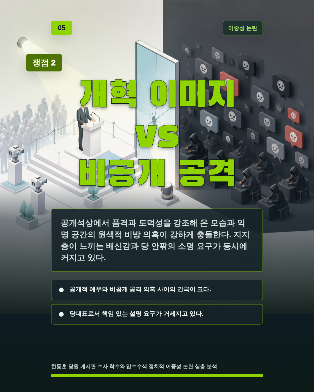 개혁 이미지 vs 비공개 공격