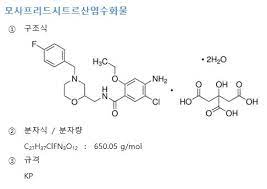 가스모틴정 주성분 모사프리드시트르산염수화물