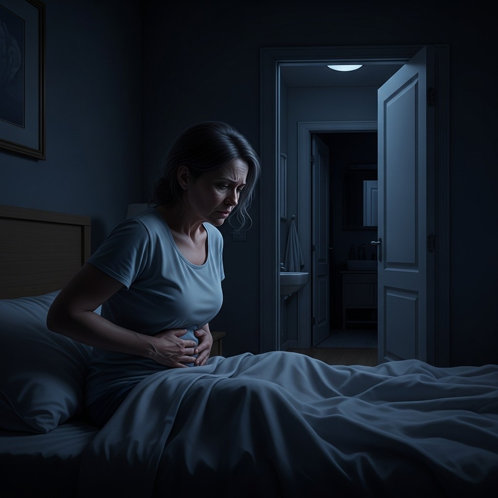 밤에 화장실 가는 중년 여성