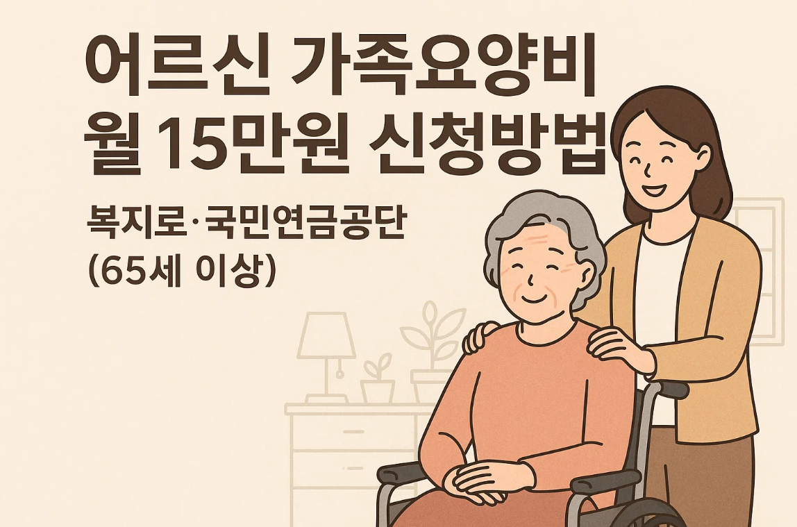 어르신 가족요양비 월 15만원 신청방법｜복지로&middot;국민연금공단 (65세 이상)