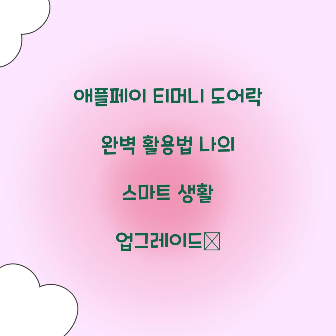 애플페이 티머니 도어락