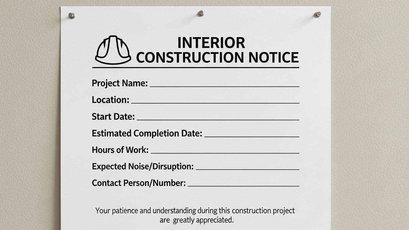 인테리어 공사 안내문 양식