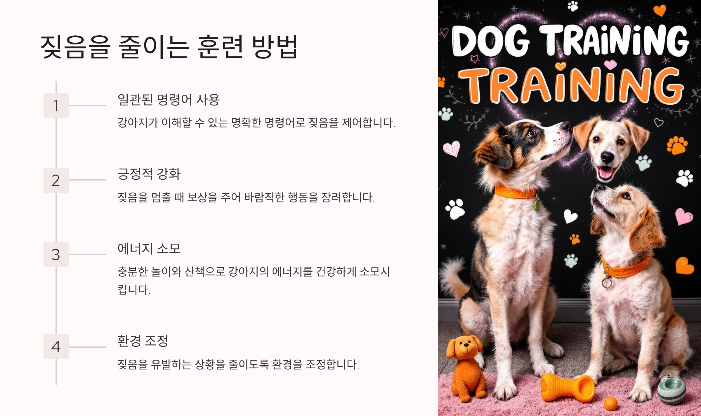 짖음을 줄이는 훈련 방법