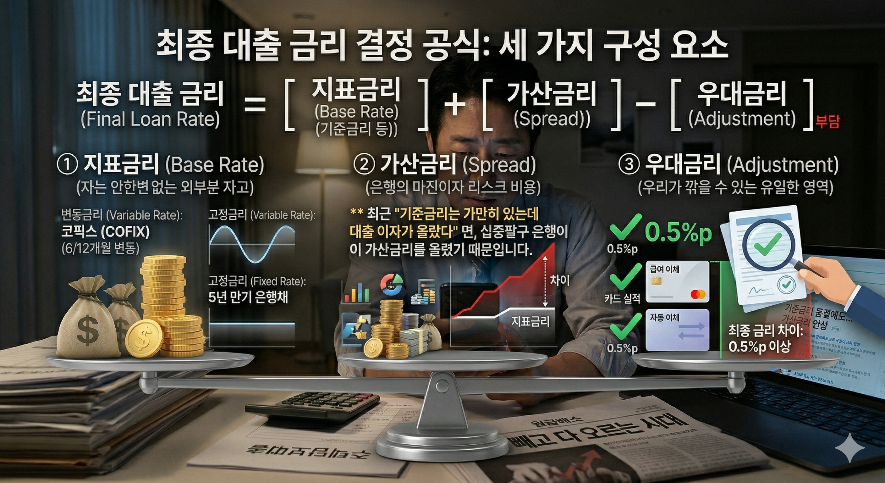 최종 대출 금리 결정 공식: 세 가지 구성 요소