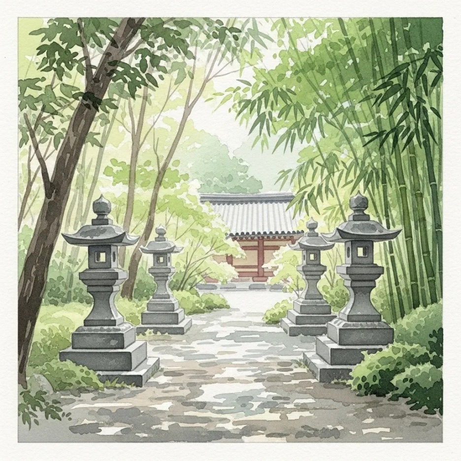 조용히 산책하기 좋은 수국사 경내의 평화로운 길.