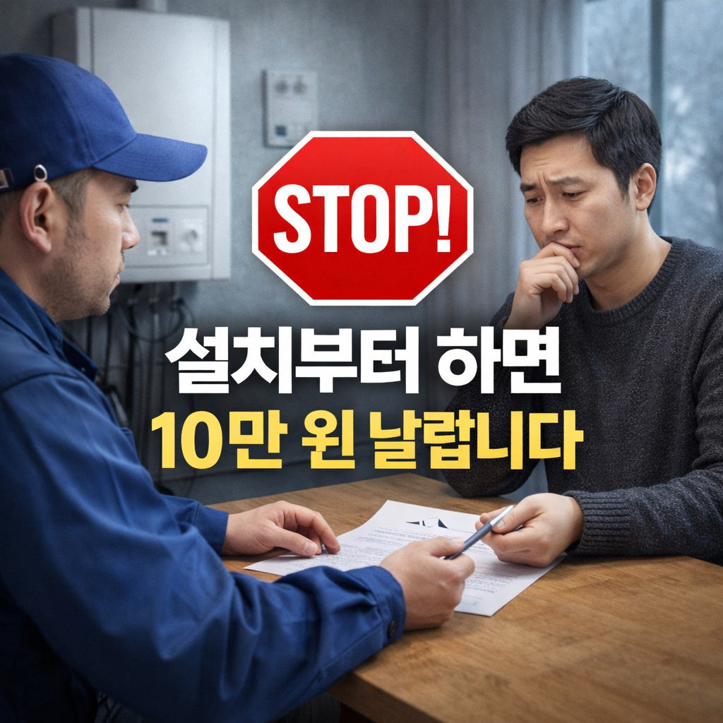 보일러 계약을 먼저 하면 보조금을 받지 못하는 상황을 경고하는 썸네일 이미지