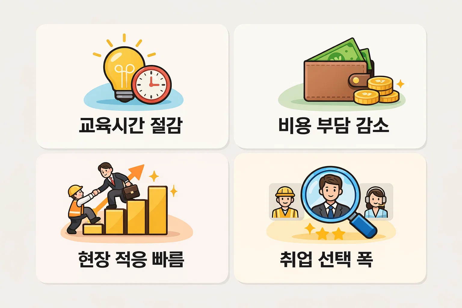 사회복지사 2급 이후 요양보호사 선택이 교육비 부담과 취업 선택 폭에 어떤 영향을 주는지 정리한 이미지입니다