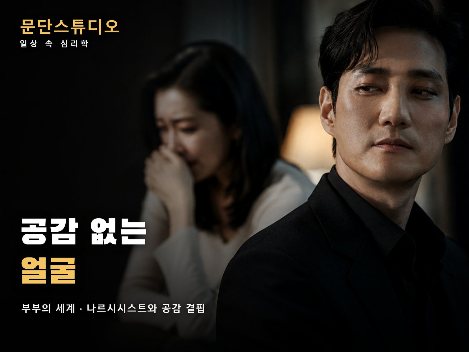 나르시시스트 이태오처럼 공감 없는 얼굴로 우는 아내를 외면하는 남자
