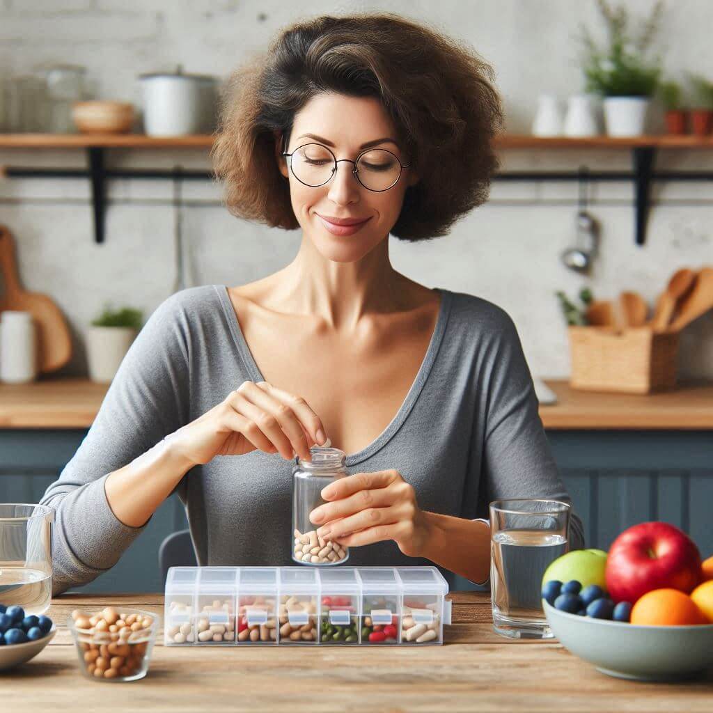 40대 영양제 먹는 모습