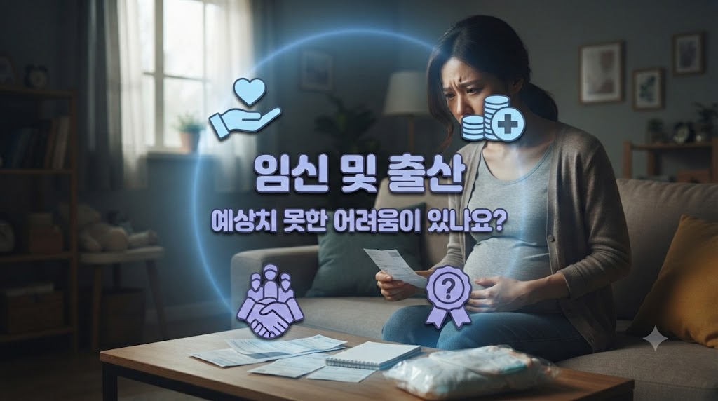 걱정이 가득한 임산부의 모습