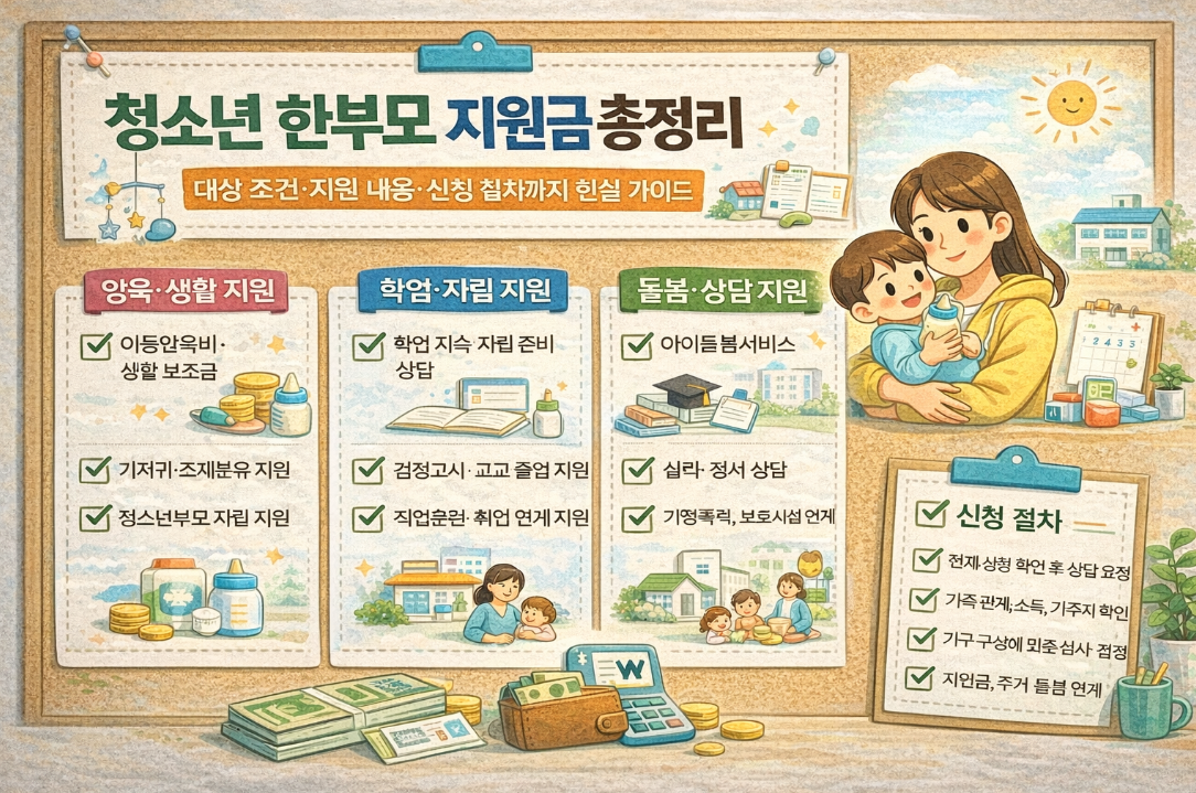 청소년 한부모 지원금 대상 조건,지원 내용,신청 절차까지 현실 가이드