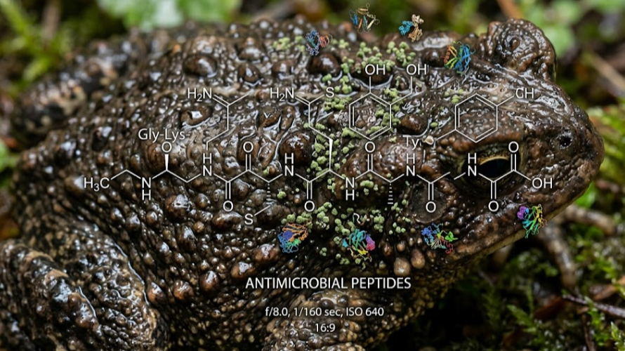 피부 점액 속 항균 펩타이드가 병원균을 차단하는 과학적 도식