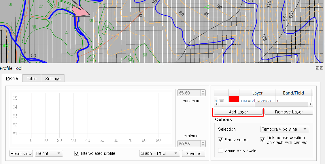 Profile Tool 경사 그래프