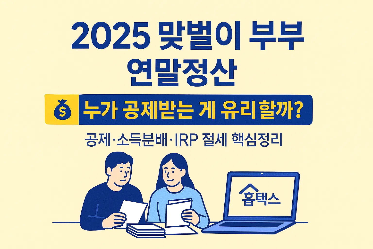 2025 맞벌이 부부 연말정산 절세전략 ｜ 누가 공제받는 게 유리할까? ｜ 소득공제&middot;부양가족&middot;IRP 절세 완전정리
