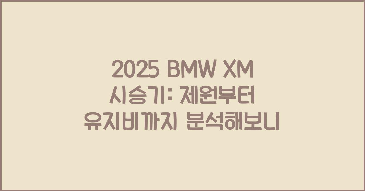 2025 BMW XM 시승기 제원 연비 장단점 유지비 오너평가