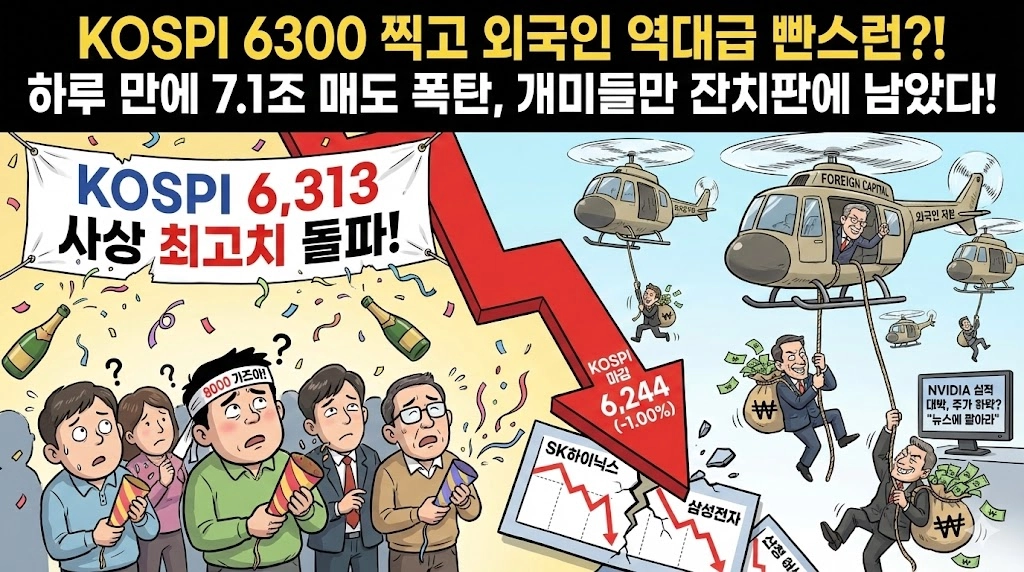 코스피 6,300 돌파 하루 만에 반전 외국인 7조 매도세에 숨겨진 진실