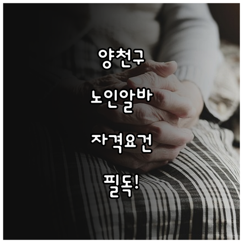 서울 양천구 노인일자리 신청 방법 및..