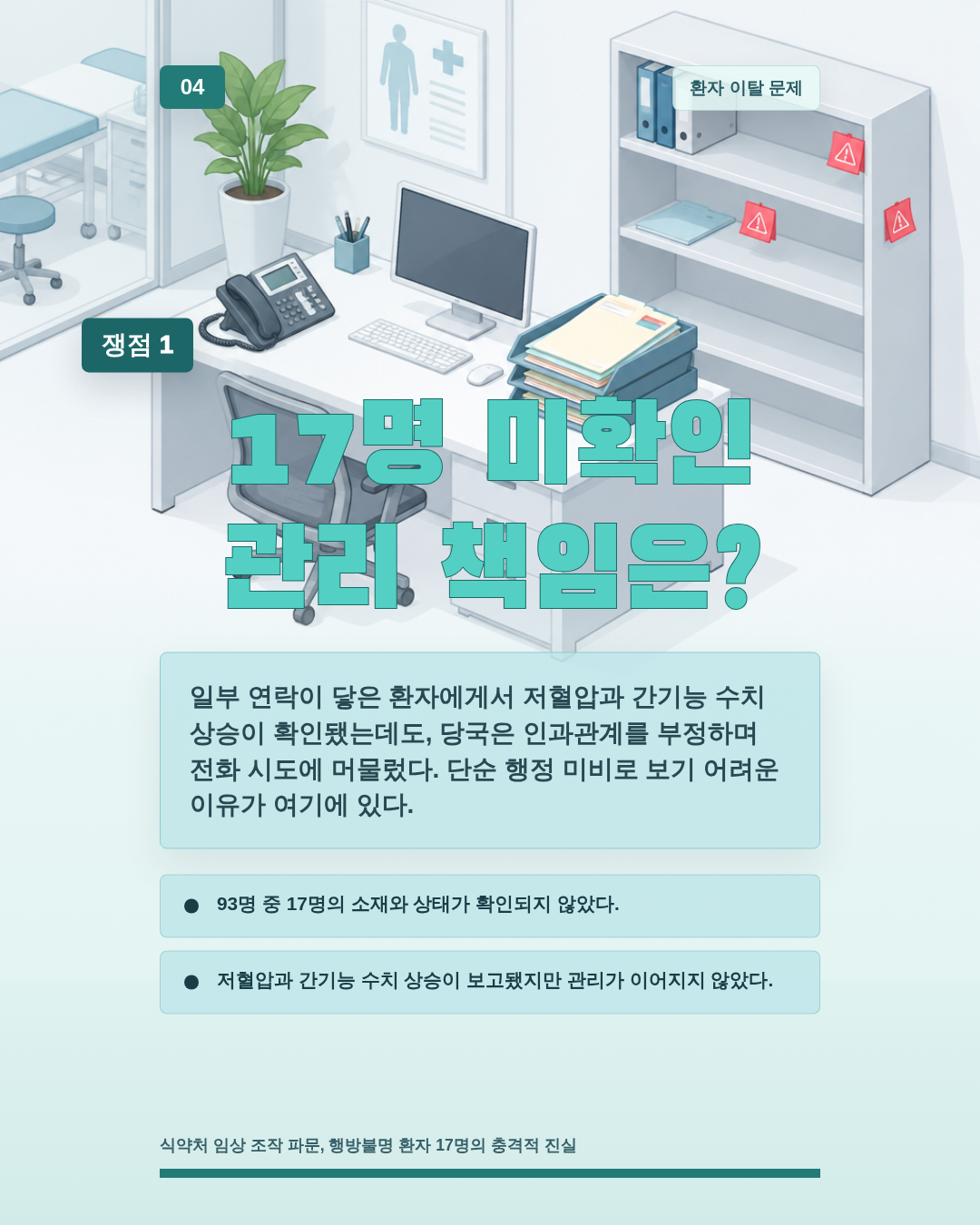 17명 미확인 관리 책임은?