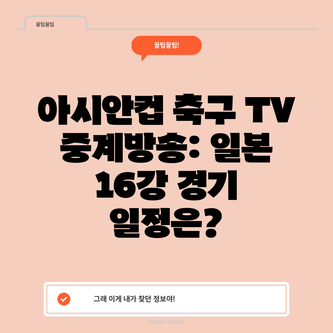 아시안컵 축구 TV 중계방송 일본 16강 경기 일정은