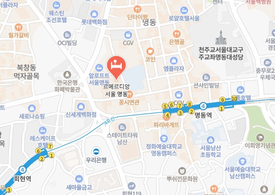 르메르디앙-서울-명동-위치