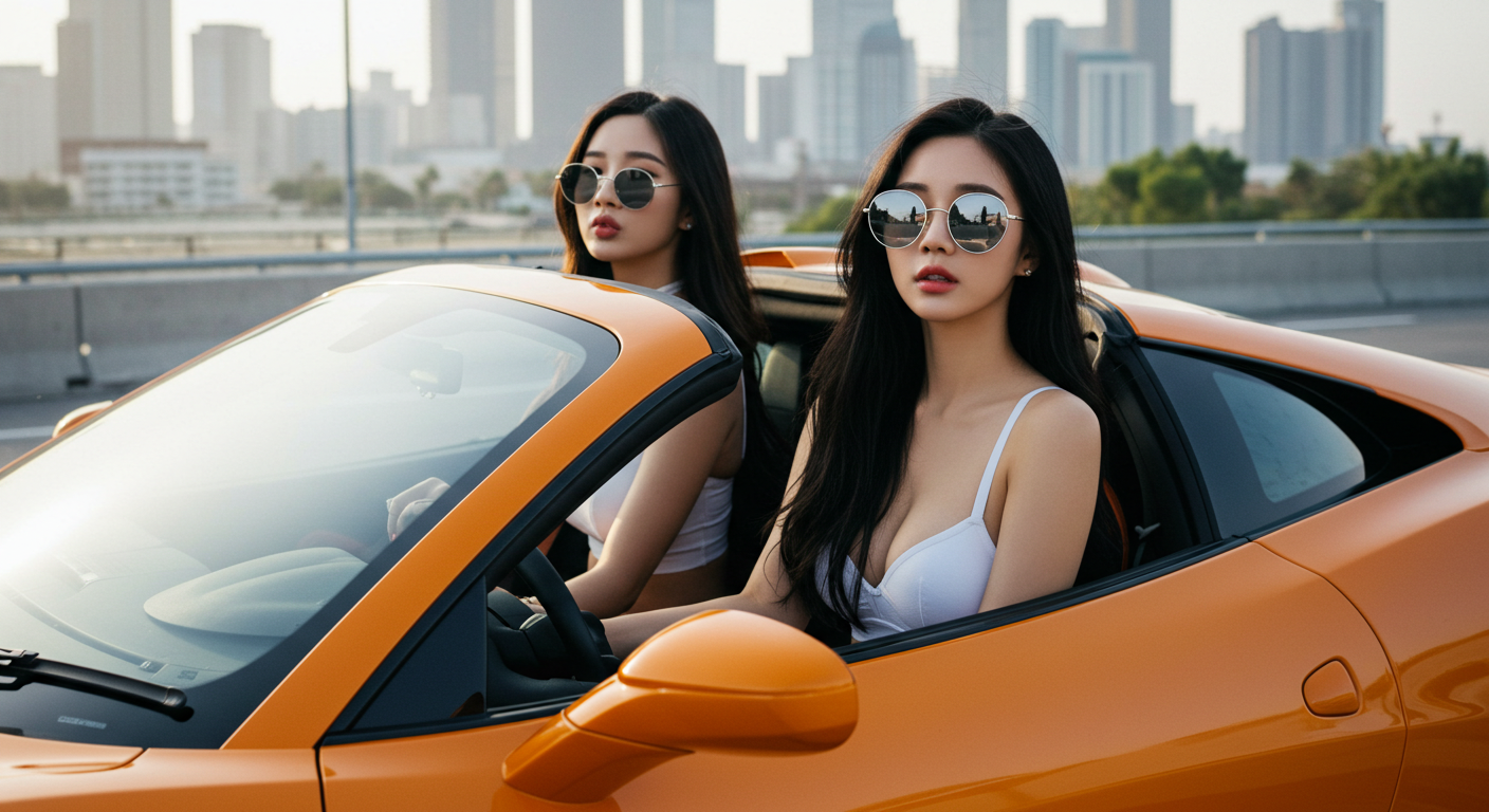 슈퍼카를 타고있는 여자들