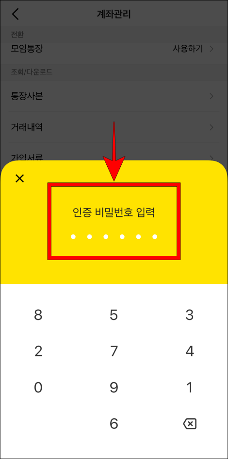 인증 비밀번호를 입력