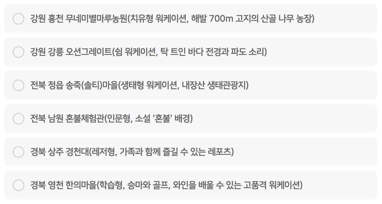 농촌 워케이션 대상지 리스트