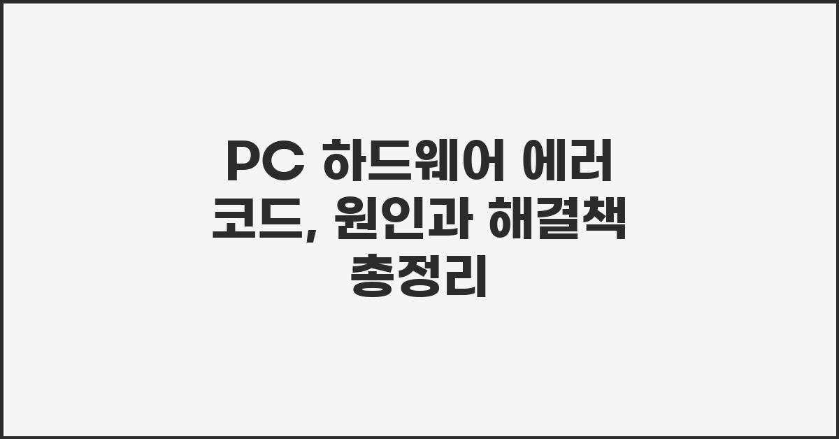 PC 하드웨어 에러 코드, 원인과 해결책