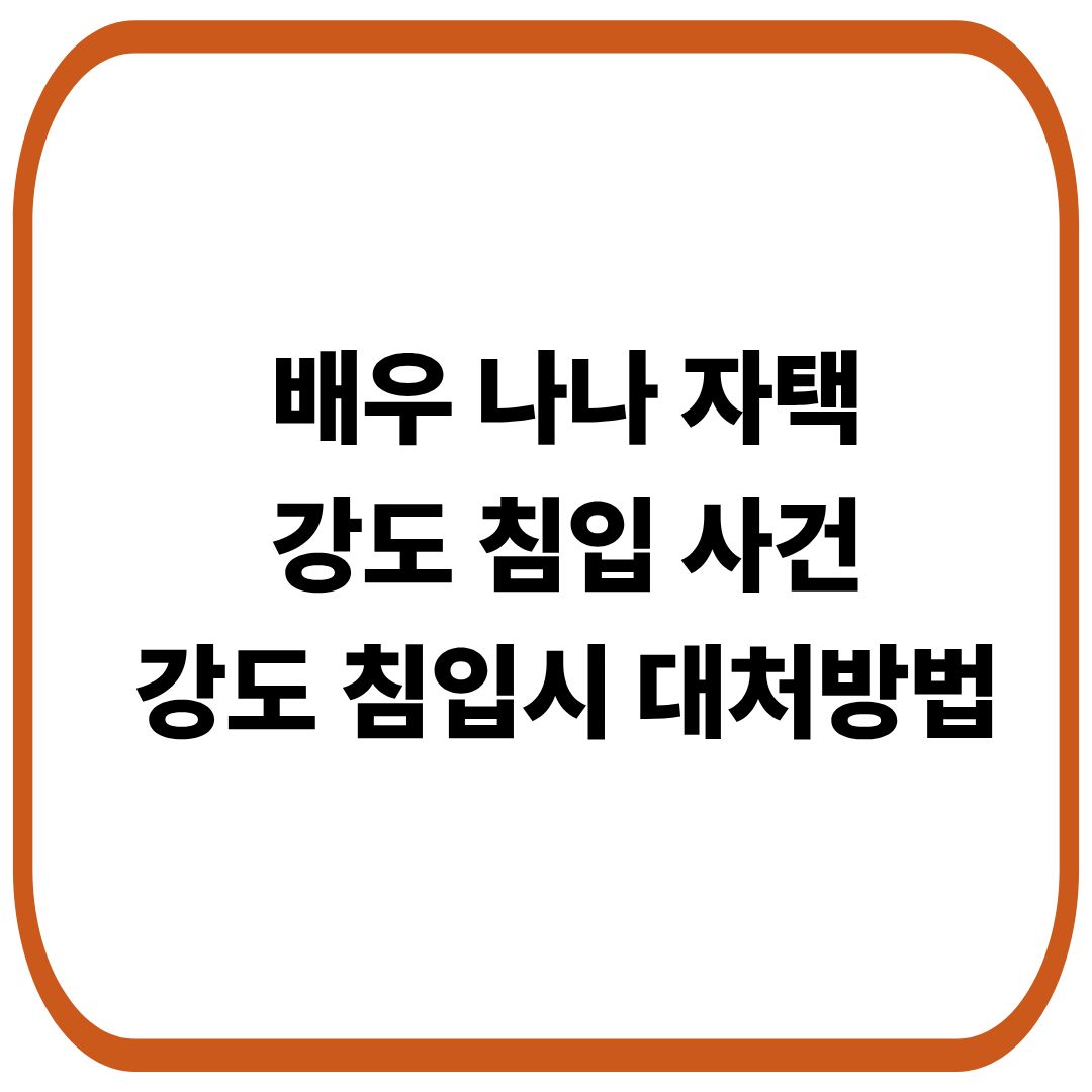 배우 나나 집 강도 침입 사건으로 몸싸움 부상[+강도침입 대처법]