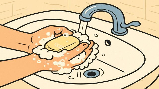 손을 깨끗히 씻는 모습