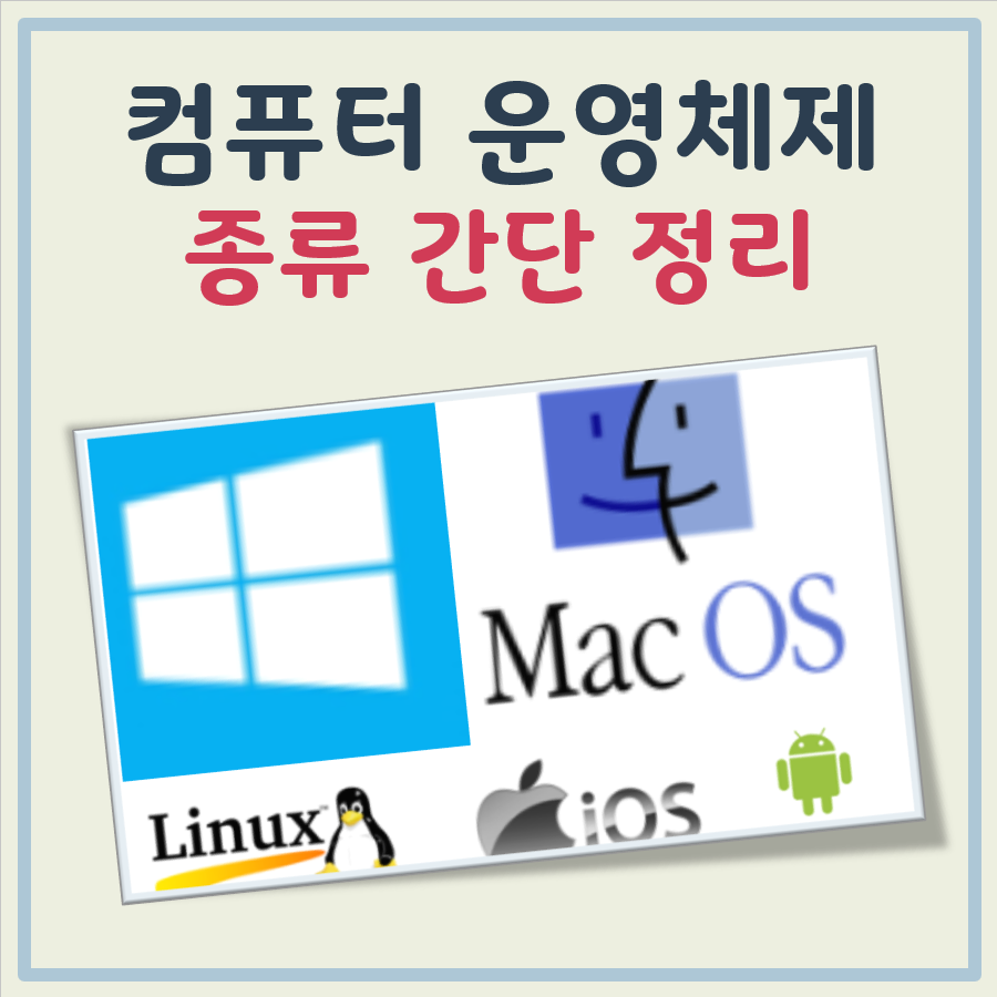 컴퓨터 운영 체제 종류 대표 이미지